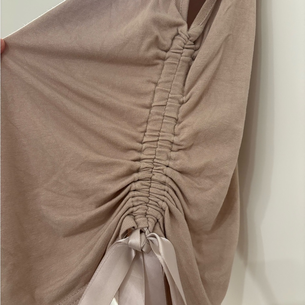 Commense Asymmetrical Bow Ribbon Tank Top Khaki - Picture 3 of 3